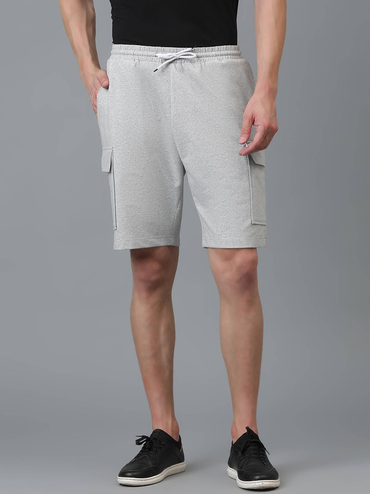 KOTTY  Solid Men Grey Cargo Shorts