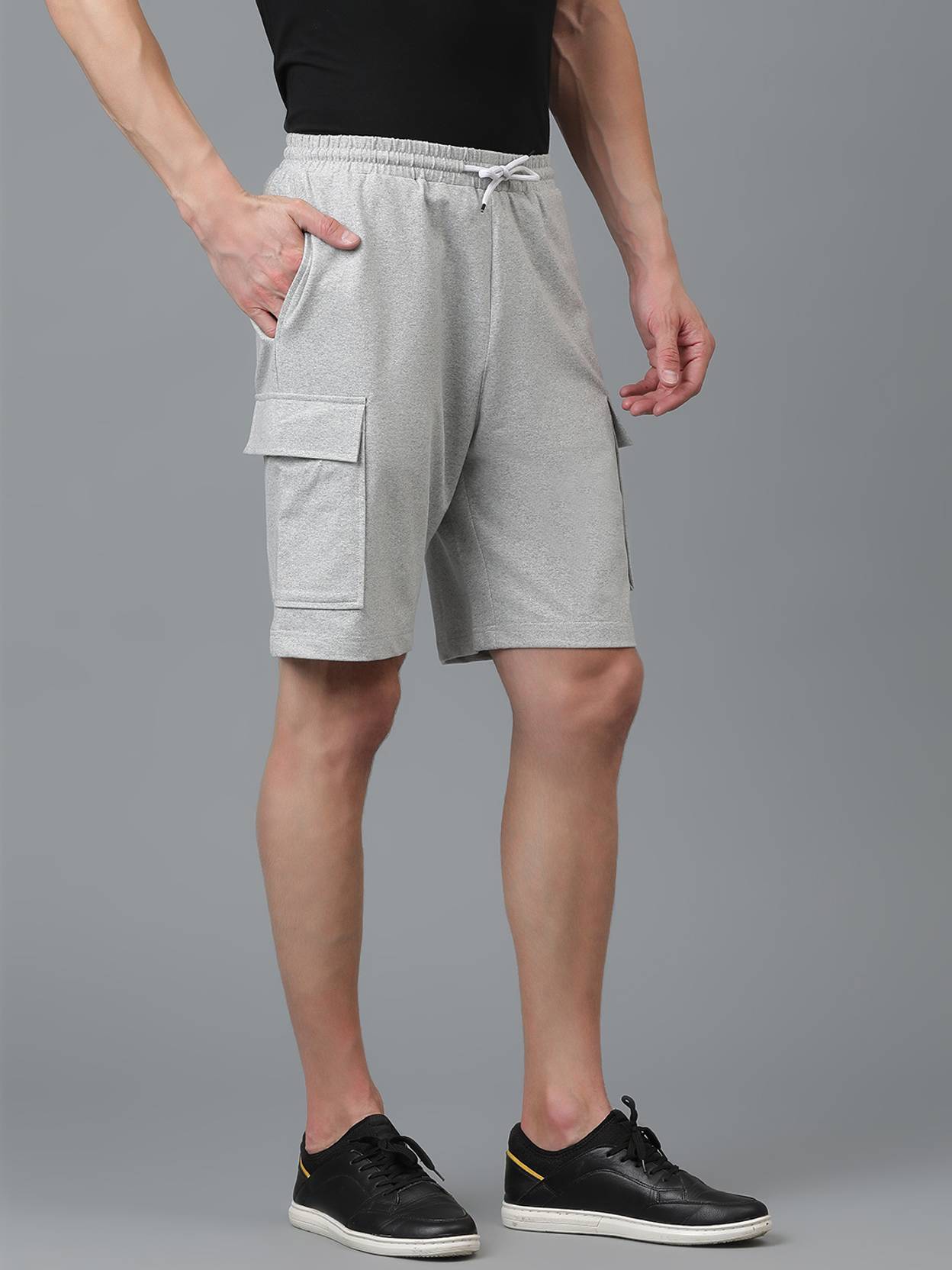 KOTTY  Solid Men Grey Cargo Shorts