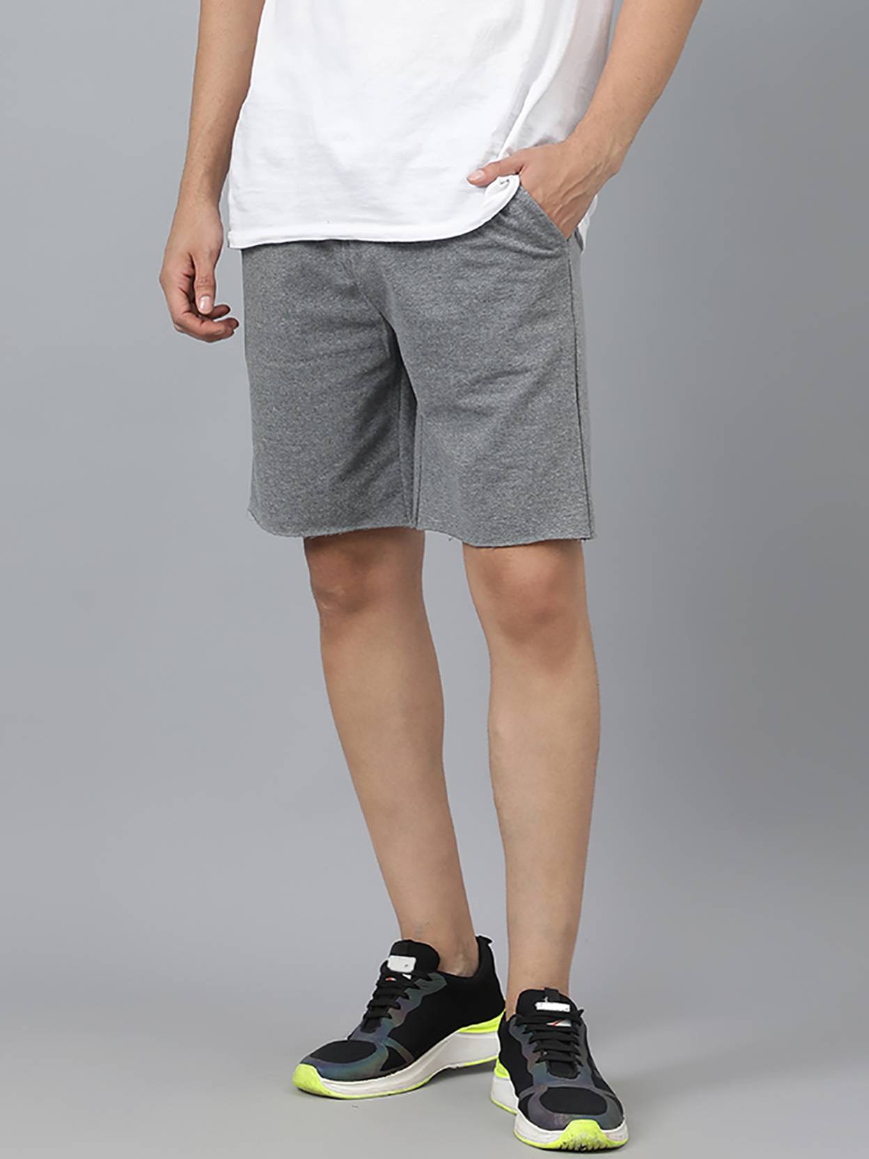 KOTTY  Solid Men Grey Casual Shorts