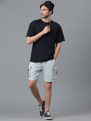 KOTTY  Solid Men Light Blue Cargo Shorts
