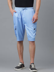KOTTY  Solid Men Light Blue Cargo Shorts