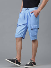 KOTTY  Solid Men Light Blue Cargo Shorts
