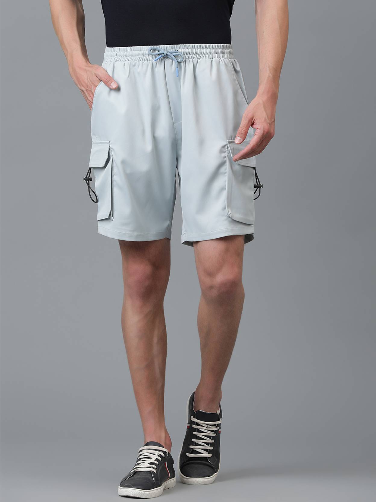 KOTTY  Solid Men Light Blue Cargo Shorts