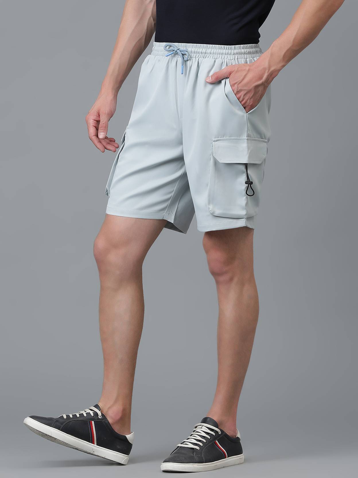 KOTTY  Solid Men Light Blue Cargo Shorts