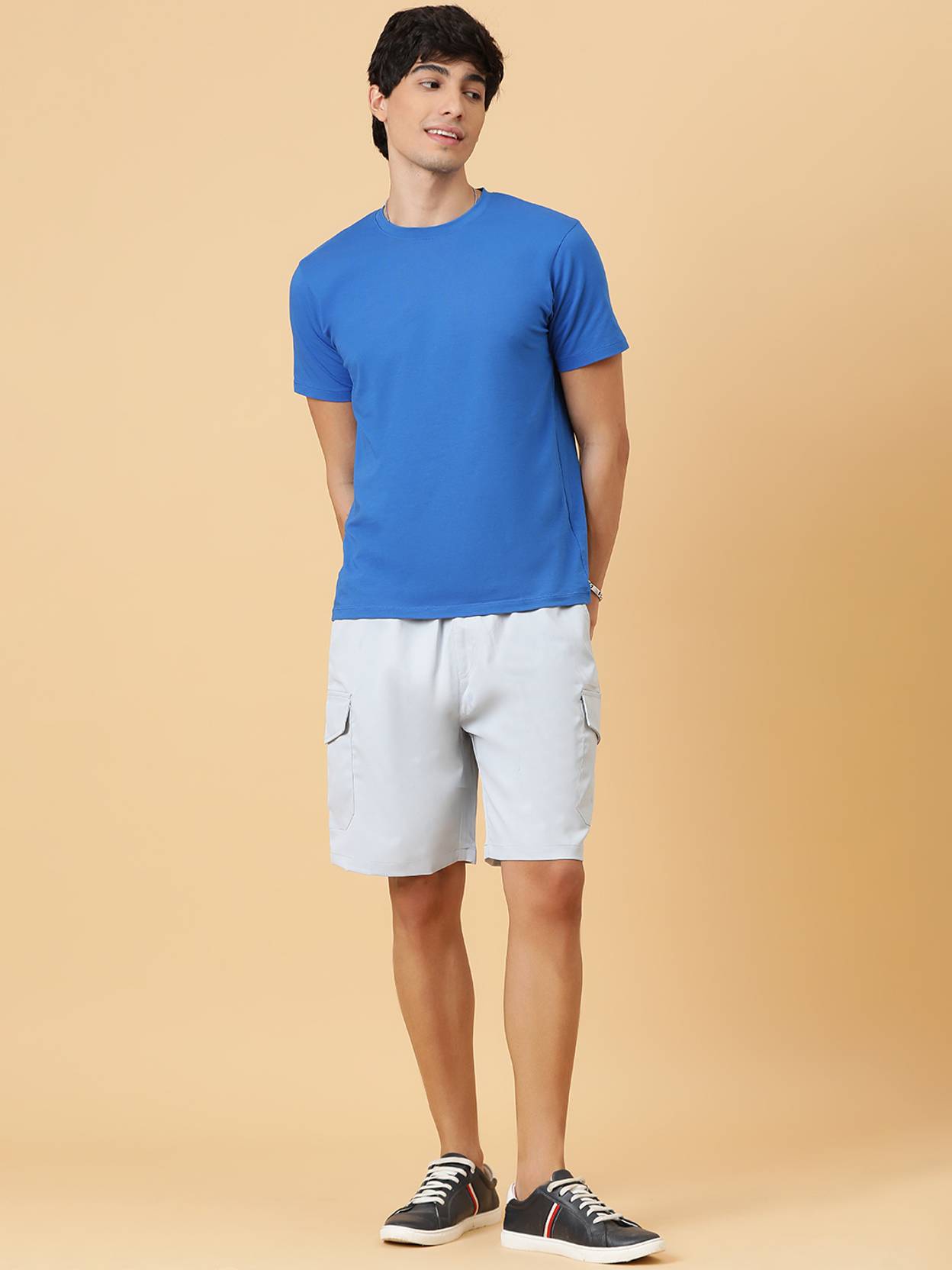 KOTTY  Solid Men Light Blue Cargo Shorts
