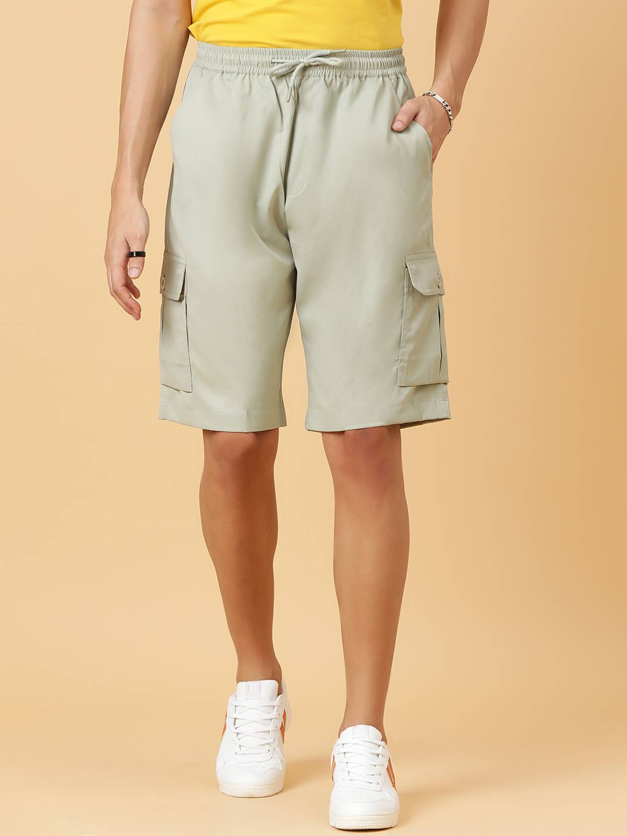 KOTTY  Solid Men Light Green Cargo Shorts