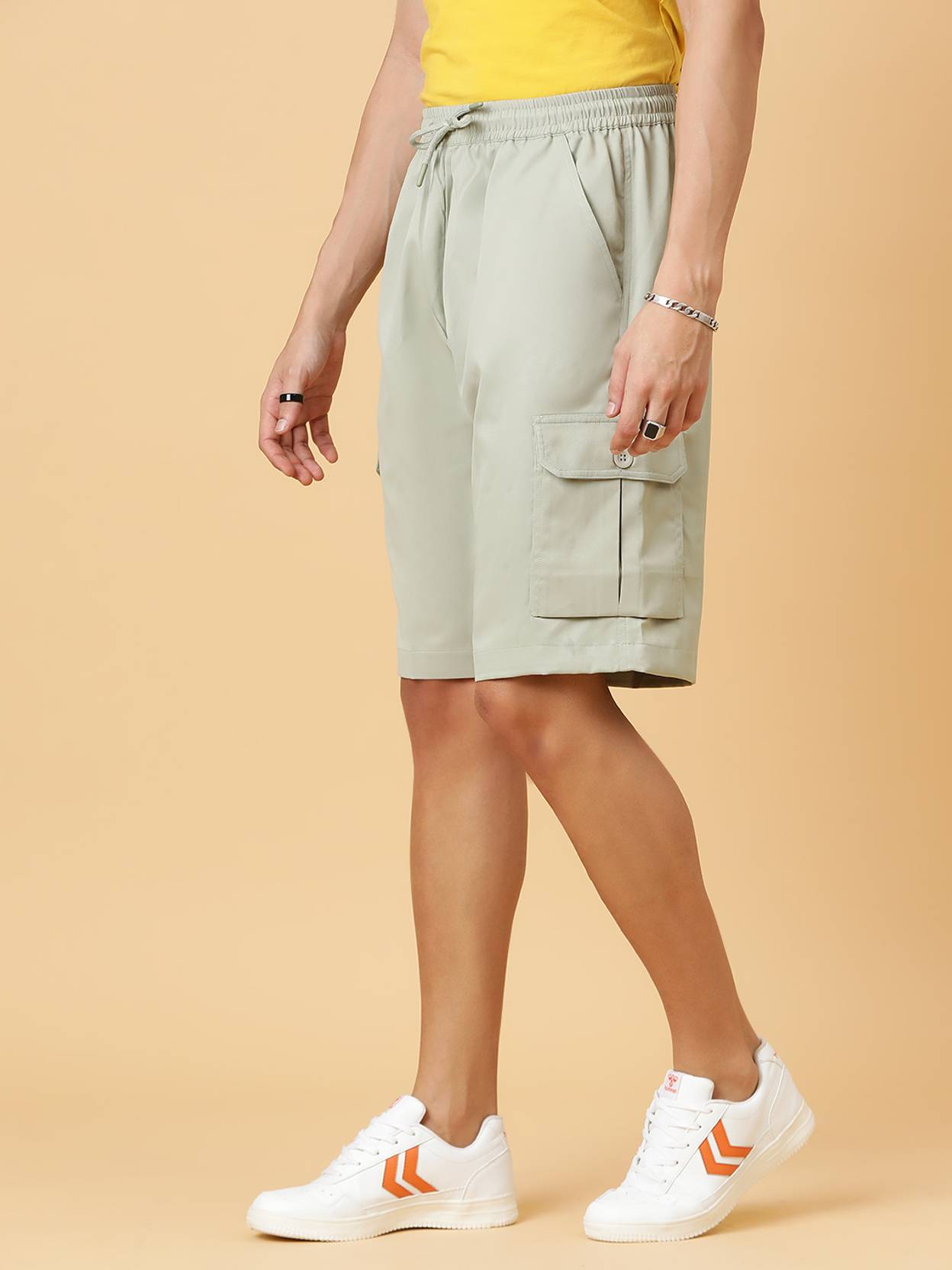 KOTTY  Solid Men Light Green Cargo Shorts
