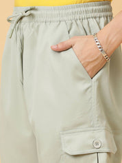 KOTTY  Solid Men Light Green Cargo Shorts