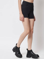 KOTTY  Solid Women Black Denim Shorts