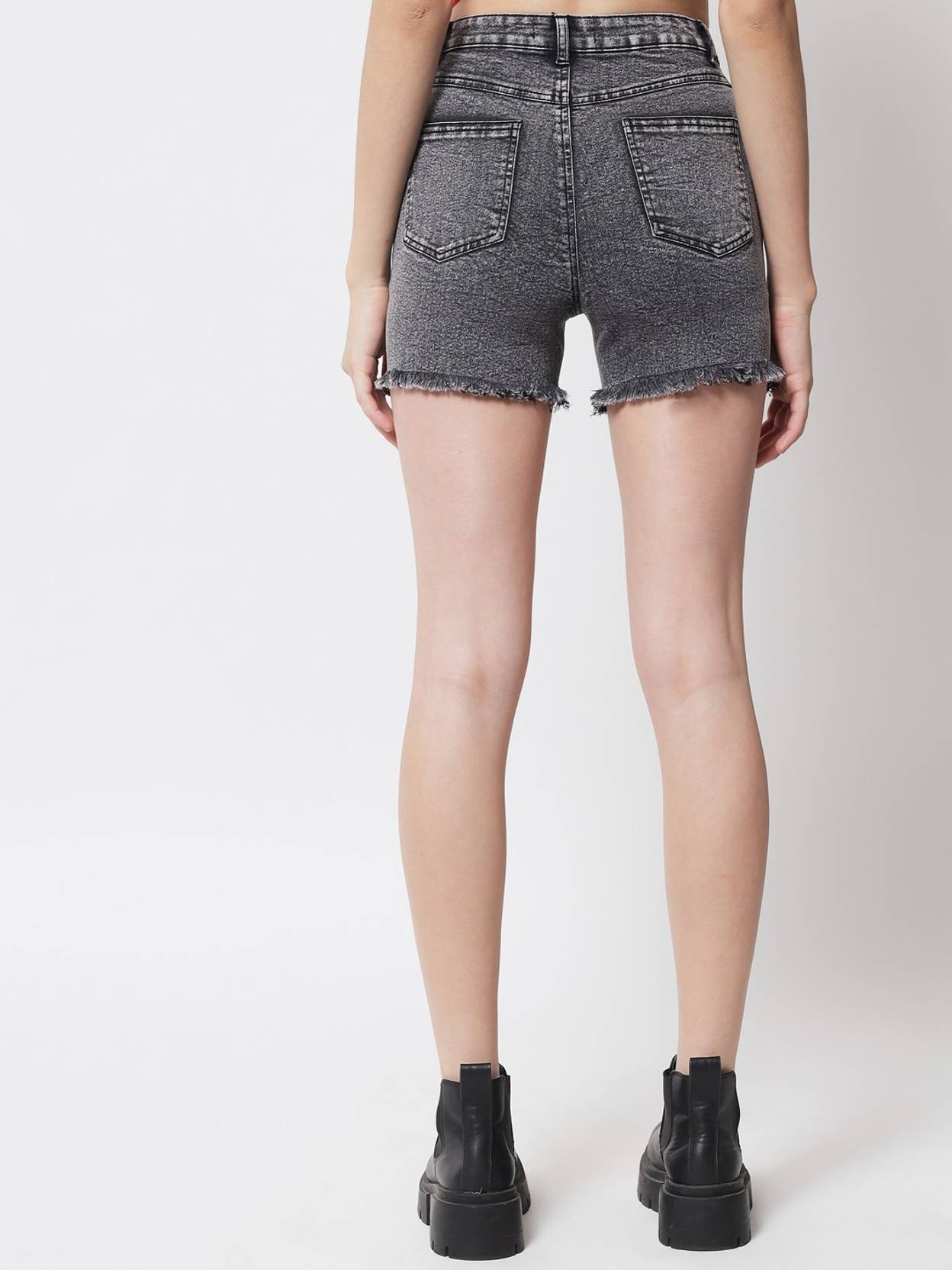 KOTTY  Solid Women Black Denim Shorts