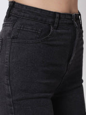 KOTTY  Solid Women Black Denim Shorts
