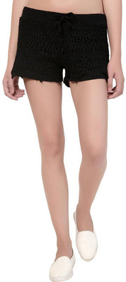 KOTTY  Solid Women Black Regular Shorts
