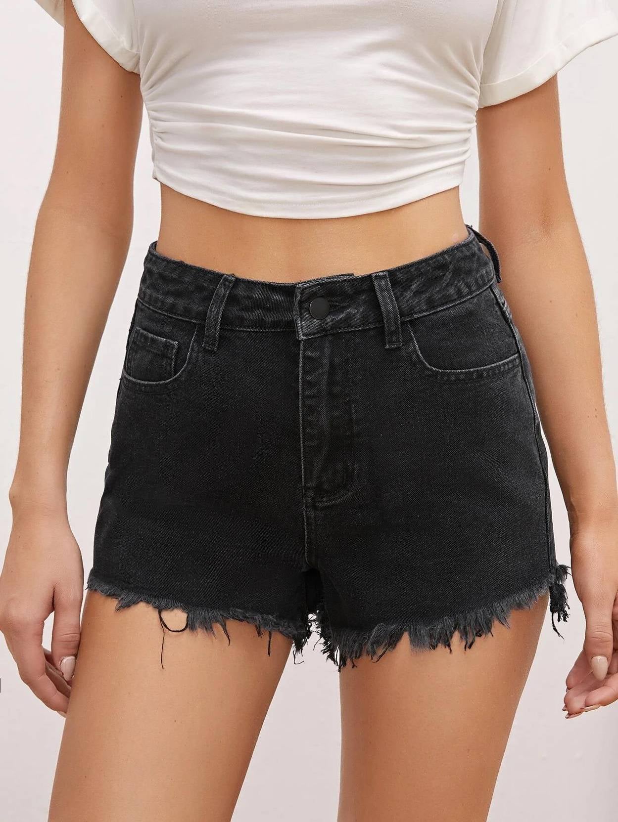 KOTTY  Solid Women Black Regular Shorts