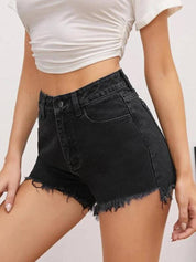 KOTTY  Solid Women Black Regular Shorts