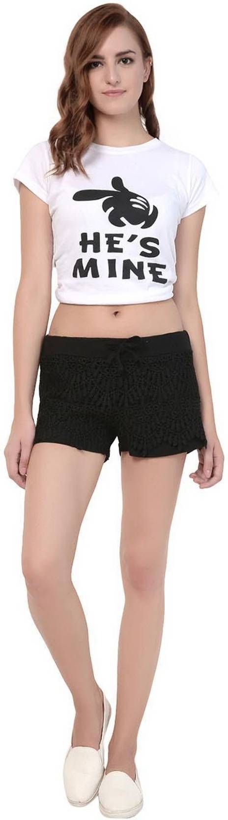 KOTTY  Solid Women Black Regular Shorts