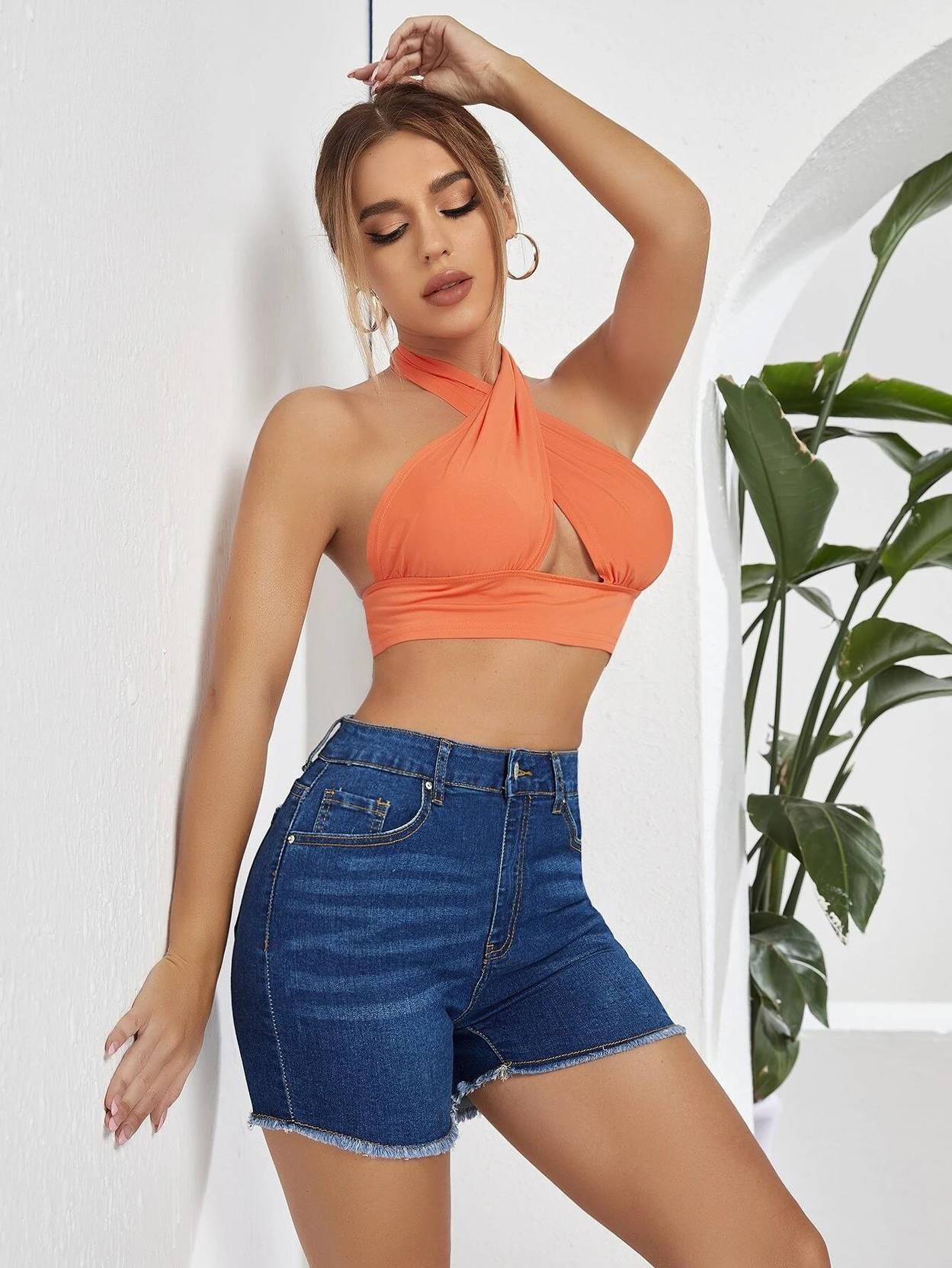 KOTTY  Solid Women Blue Regular Shorts