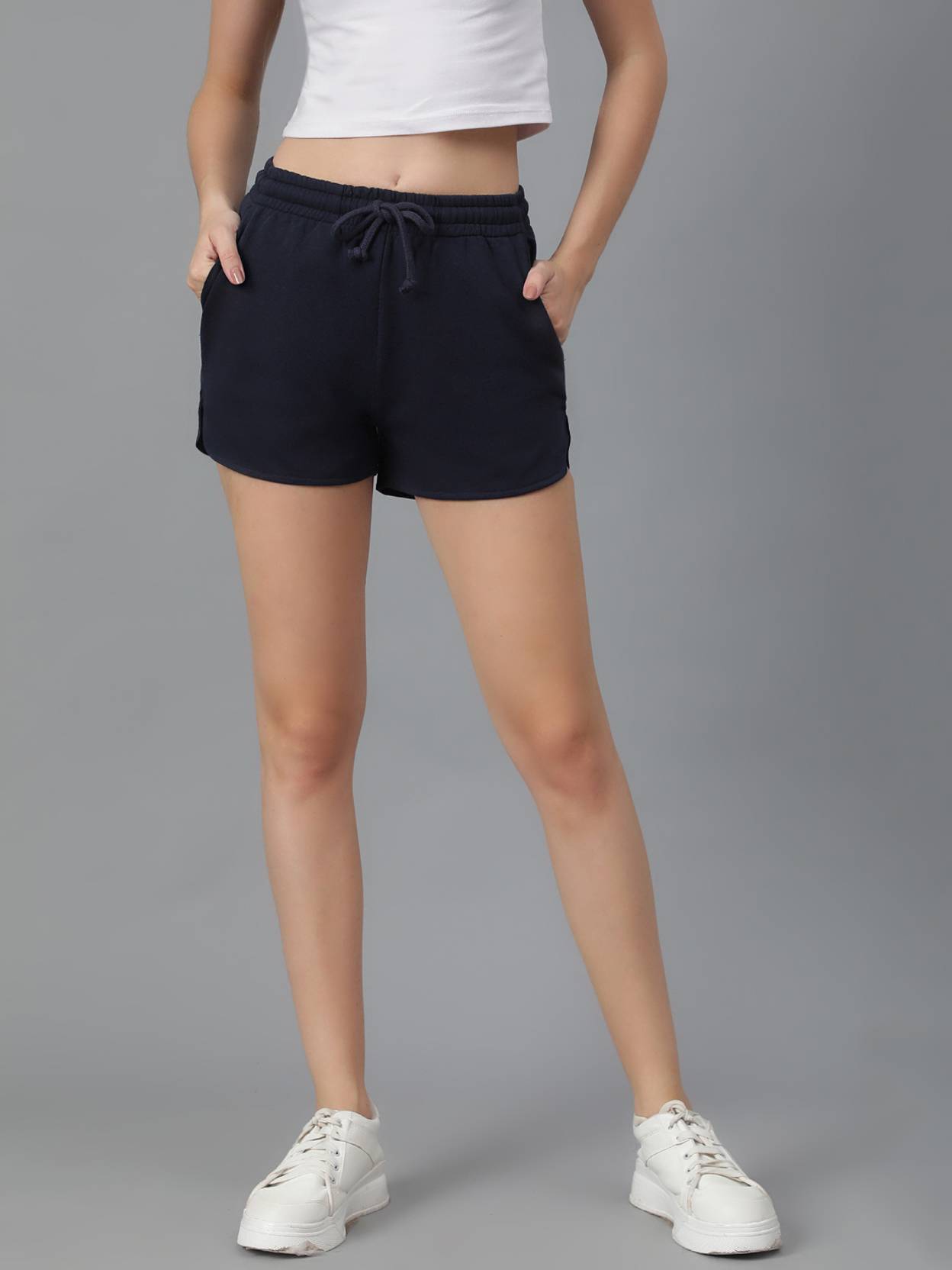 KOTTY  Solid Women Dark Blue Regular Shorts