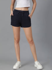 KOTTY  Solid Women Dark Blue Regular Shorts