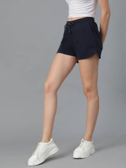 KOTTY  Solid Women Dark Blue Regular Shorts