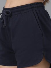 KOTTY  Solid Women Dark Blue Regular Shorts