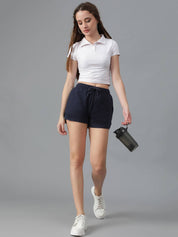 KOTTY  Solid Women Dark Blue Regular Shorts