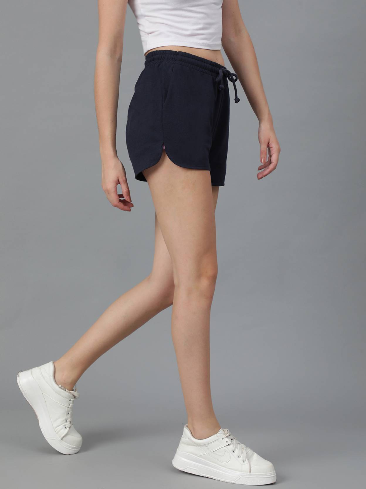 KOTTY  Solid Women Dark Blue Regular Shorts
