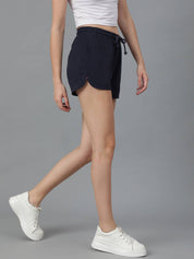 KOTTY  Solid Women Dark Blue Regular Shorts