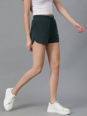KOTTY  Solid Women Dark Green Regular Shorts