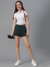 KOTTY  Solid Women Dark Green Regular Shorts
