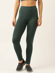 KOTTY  Solid Women Dark Green Tights