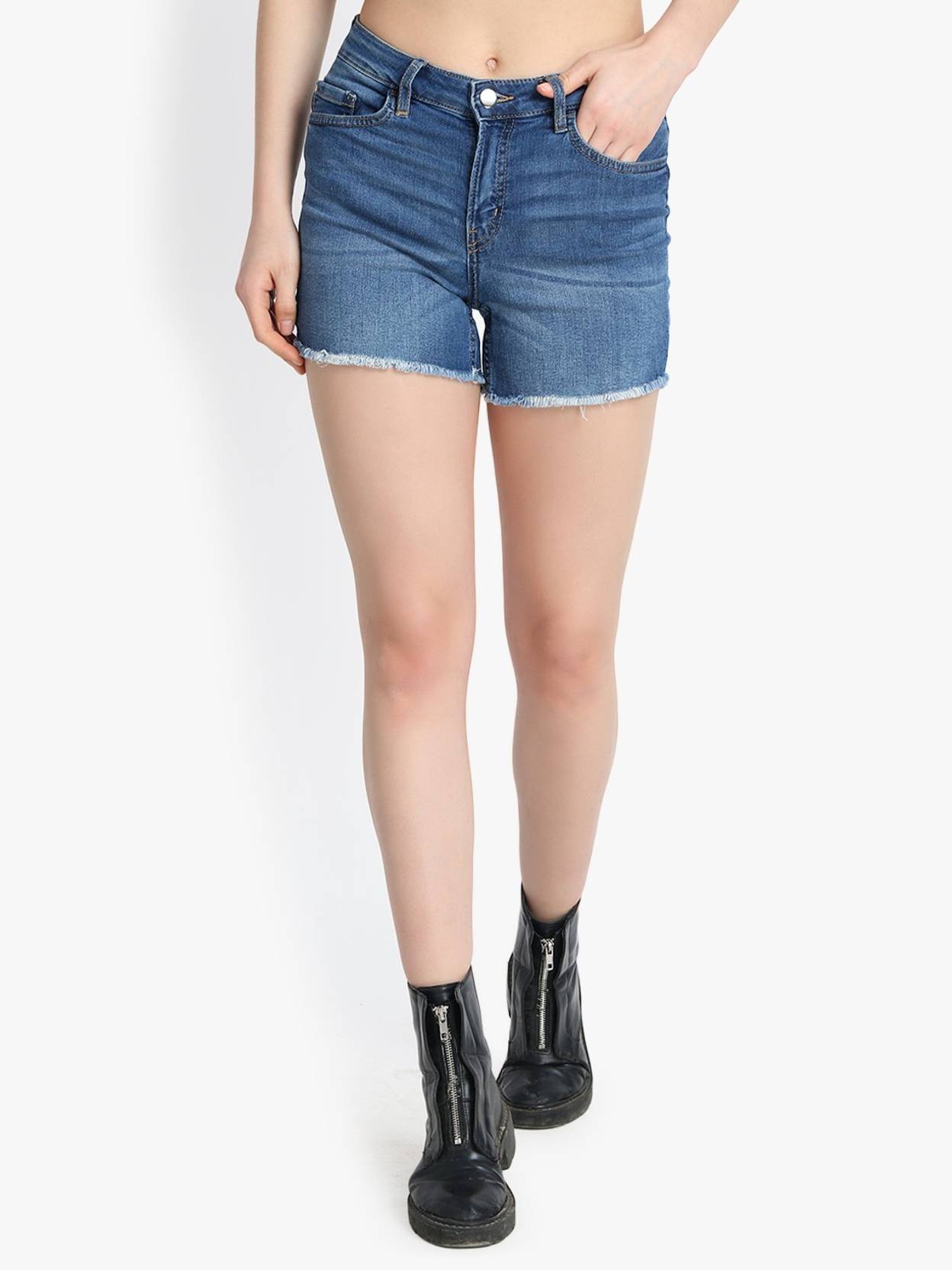 KOTTY  Solid Women Denim Blue Denim Shorts