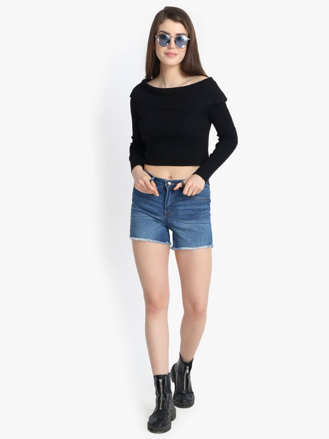 KOTTY  Solid Women Denim Blue Denim Shorts