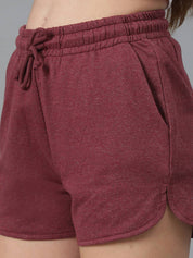 KOTTY  Solid Women Maroon Regular Shorts