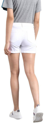KOTTY  Solid Women White Denim Shorts