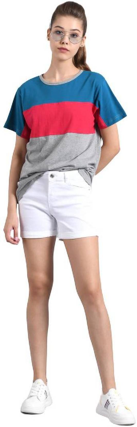 KOTTY  Solid Women White Denim Shorts