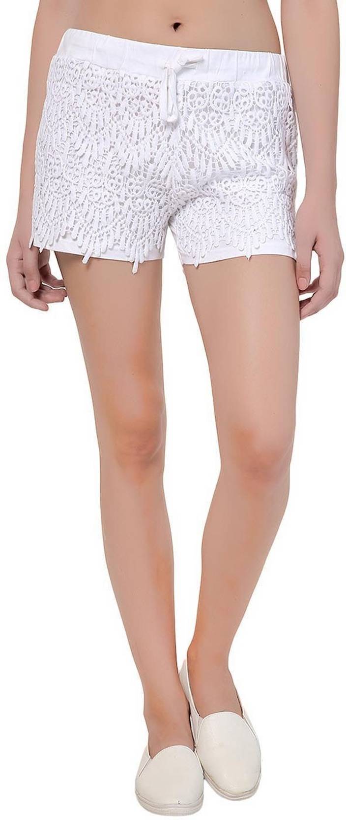 KOTTY  Solid Women White Regular Shorts