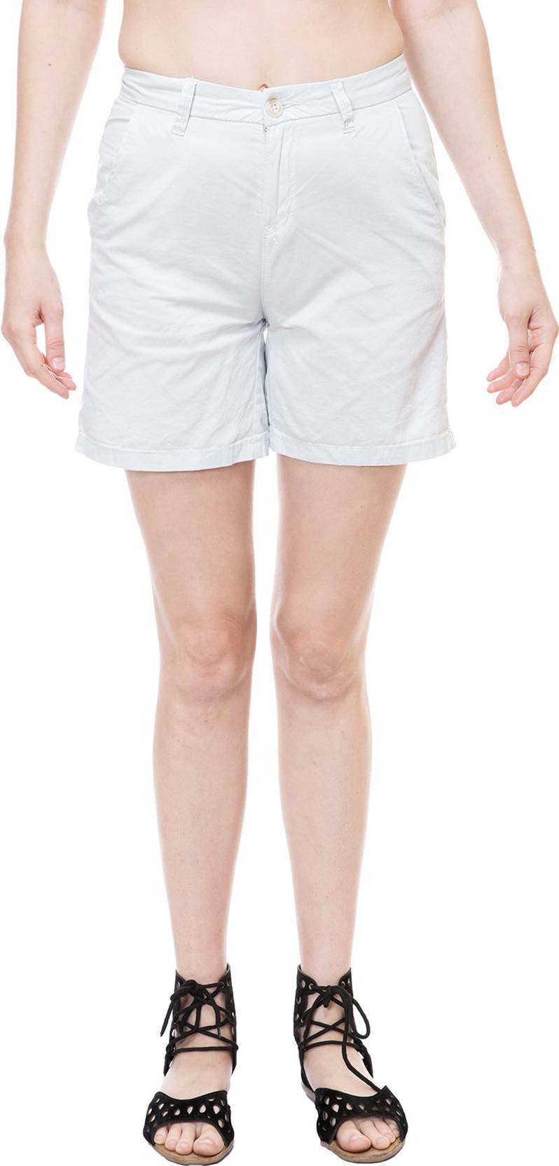 KOTTY  Solid Women White Regular Shorts