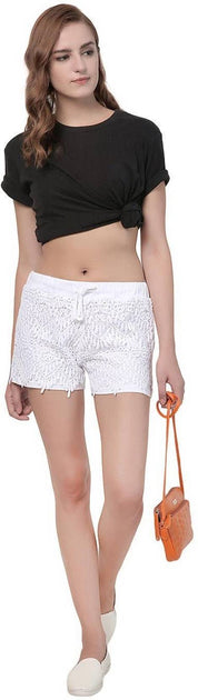 KOTTY  Solid Women White Regular Shorts