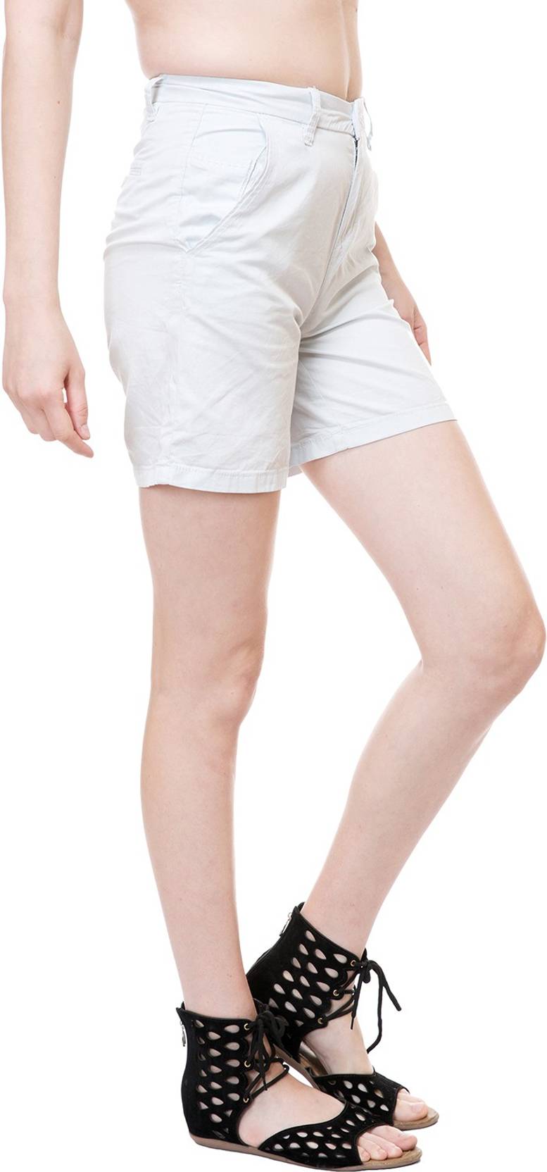 KOTTY  Solid Women White Regular Shorts