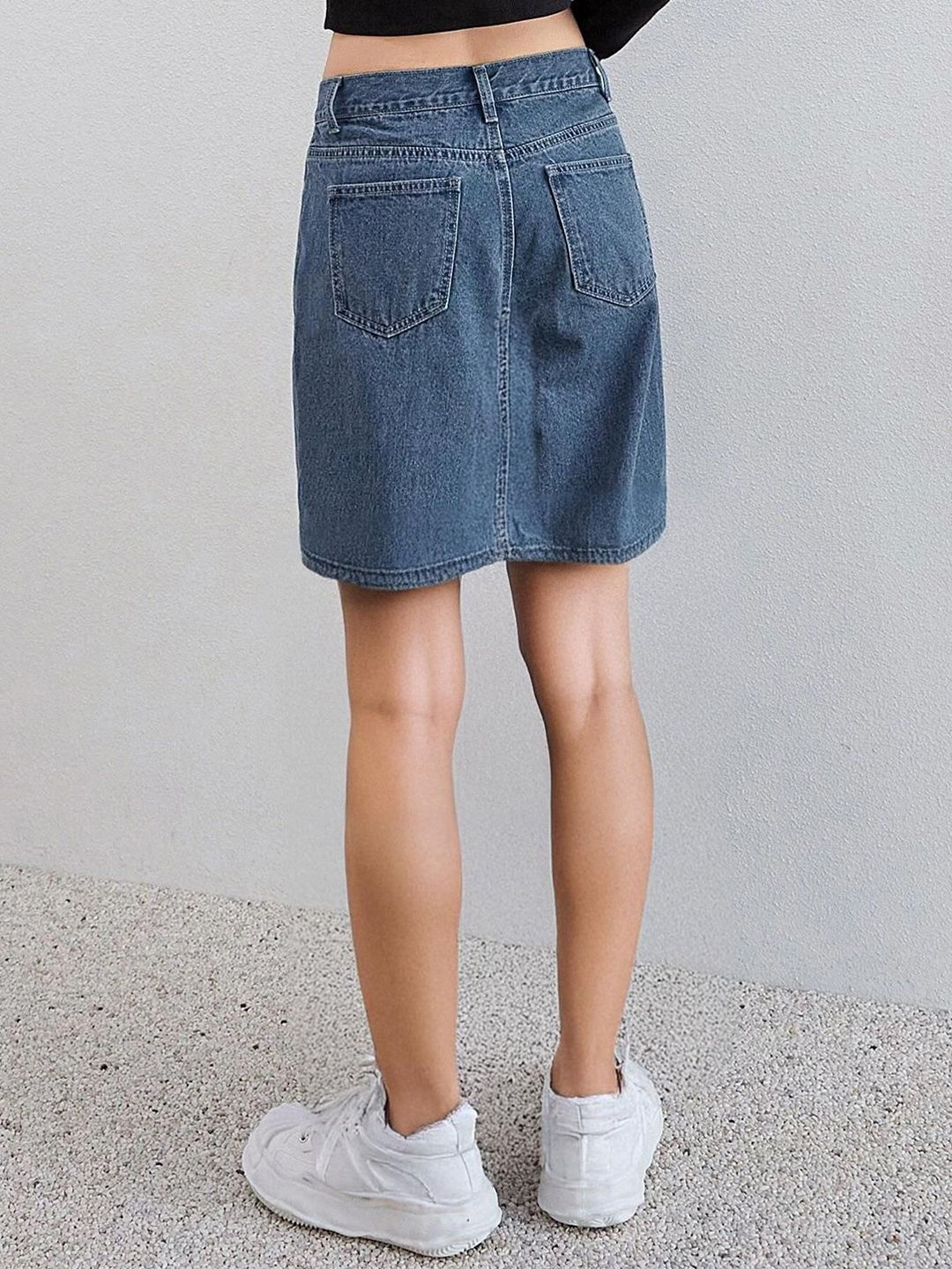 Kotty Women Washed Above Knee A-Line Denim Skirts