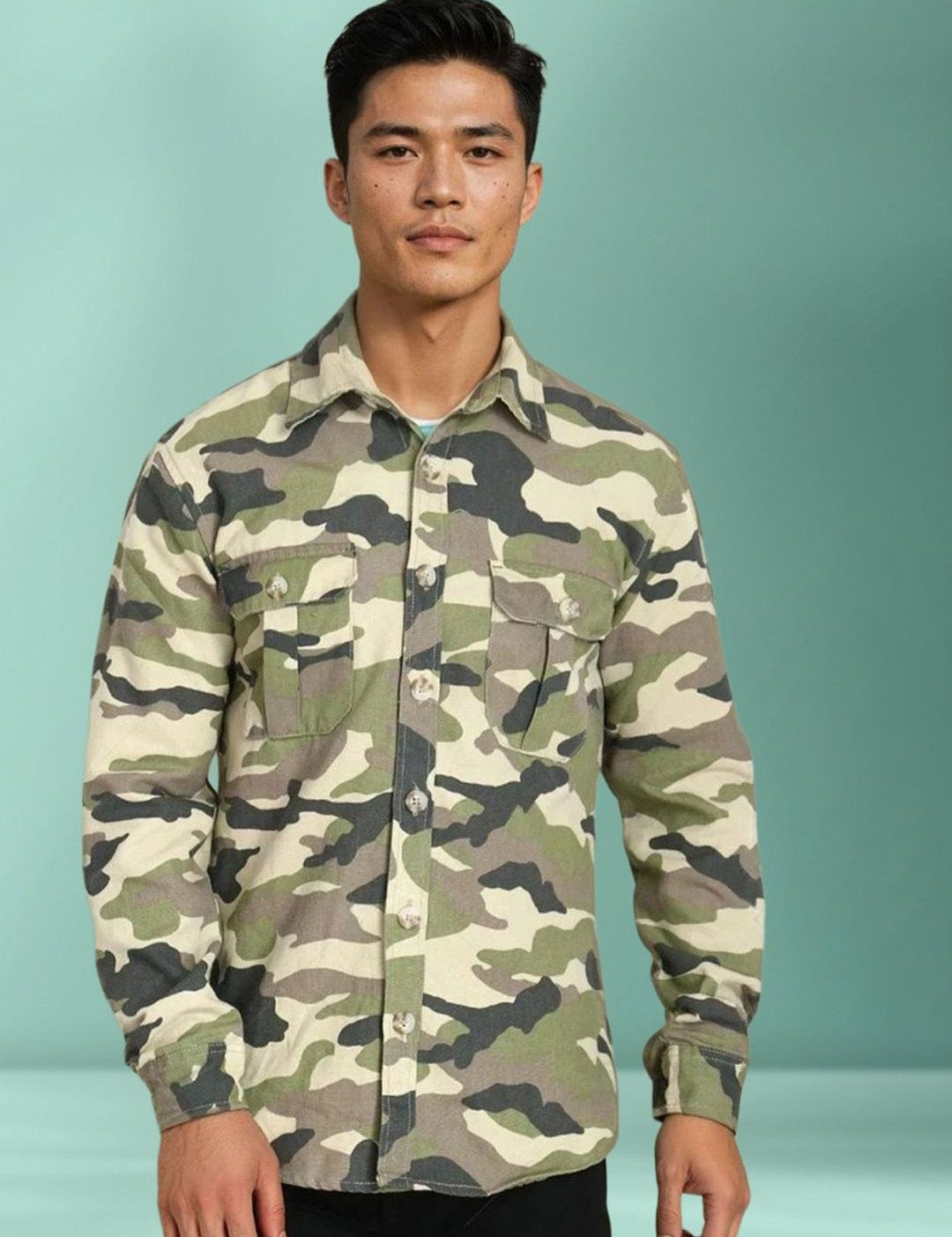 Kotty Men Camouflage Open Front Jacket