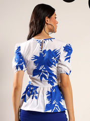 Kotty Women Puff Sleeve Peplum Top