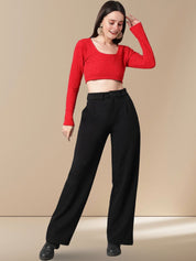 Kotty Women Straight Fit High-Rise Trousers