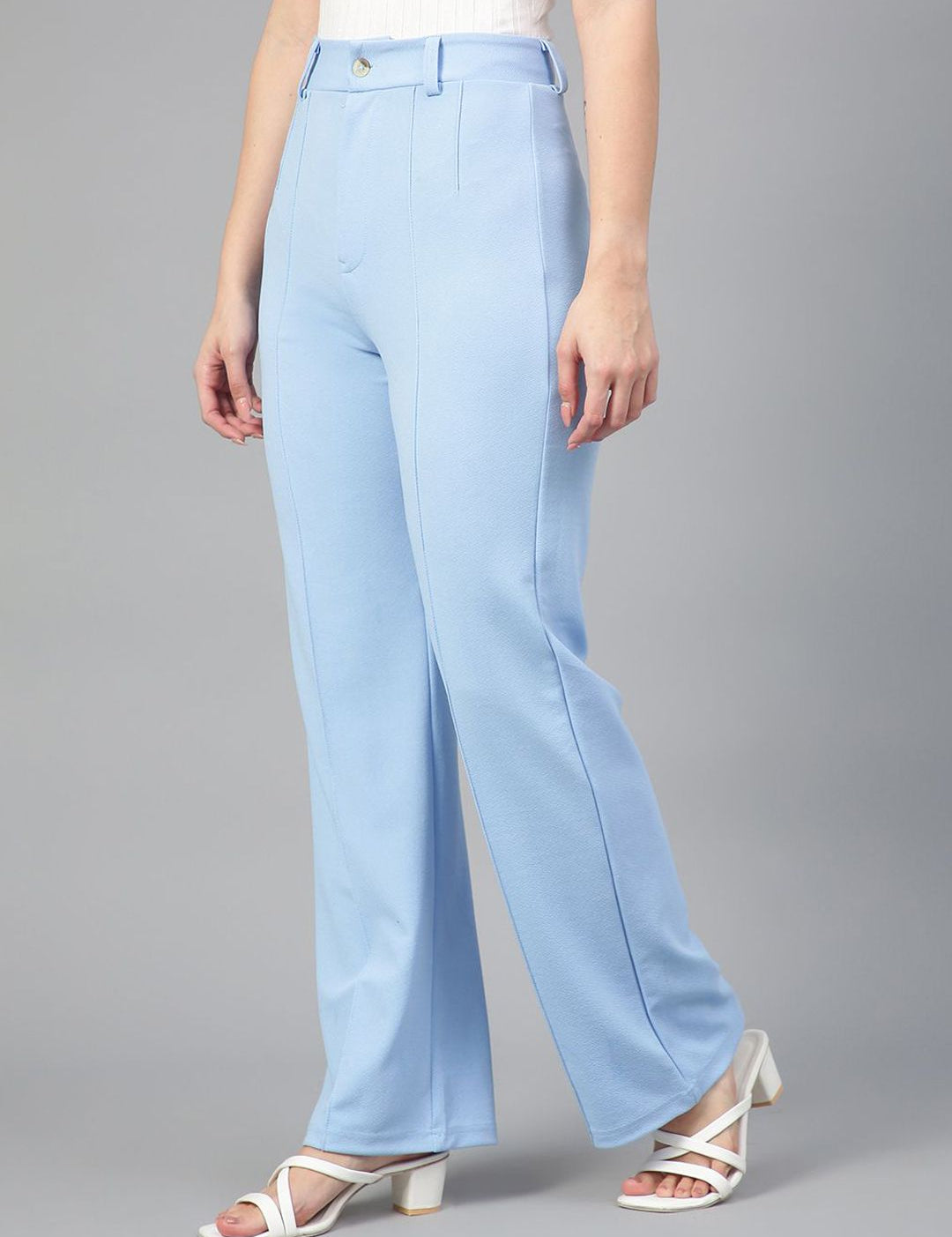 Kotty White and Blue Scoop Neck T-Shirt With Trousers