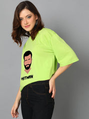 Kotty Women Graphic Printed Round Neck Cotton Oversized T-shirt