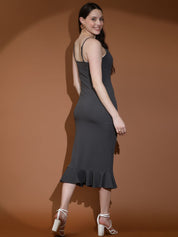 Kotty Women Solid Shoulder Straps Bodycon Dress