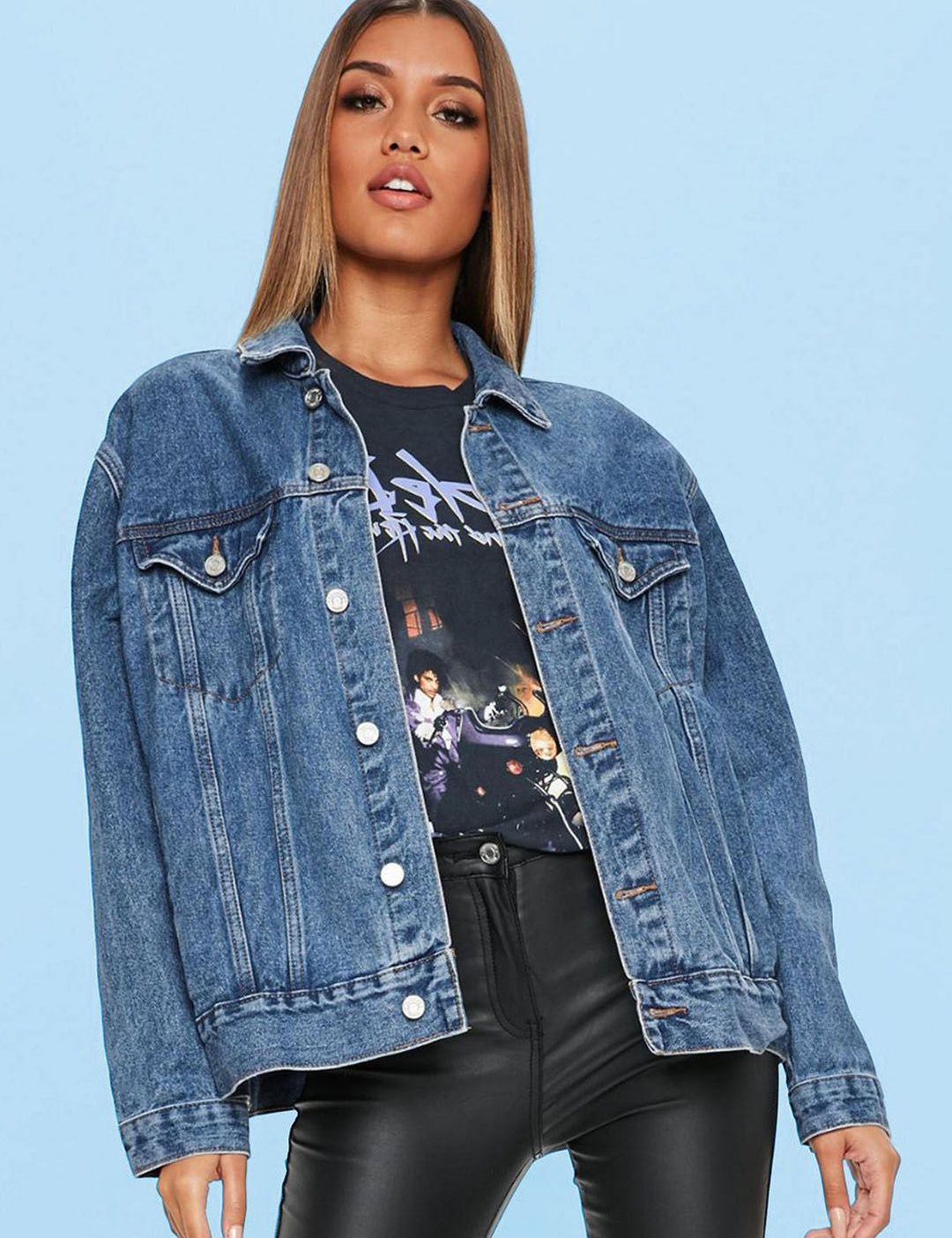 Kotty Women Spread Collar Solid Denim Casual Jacket