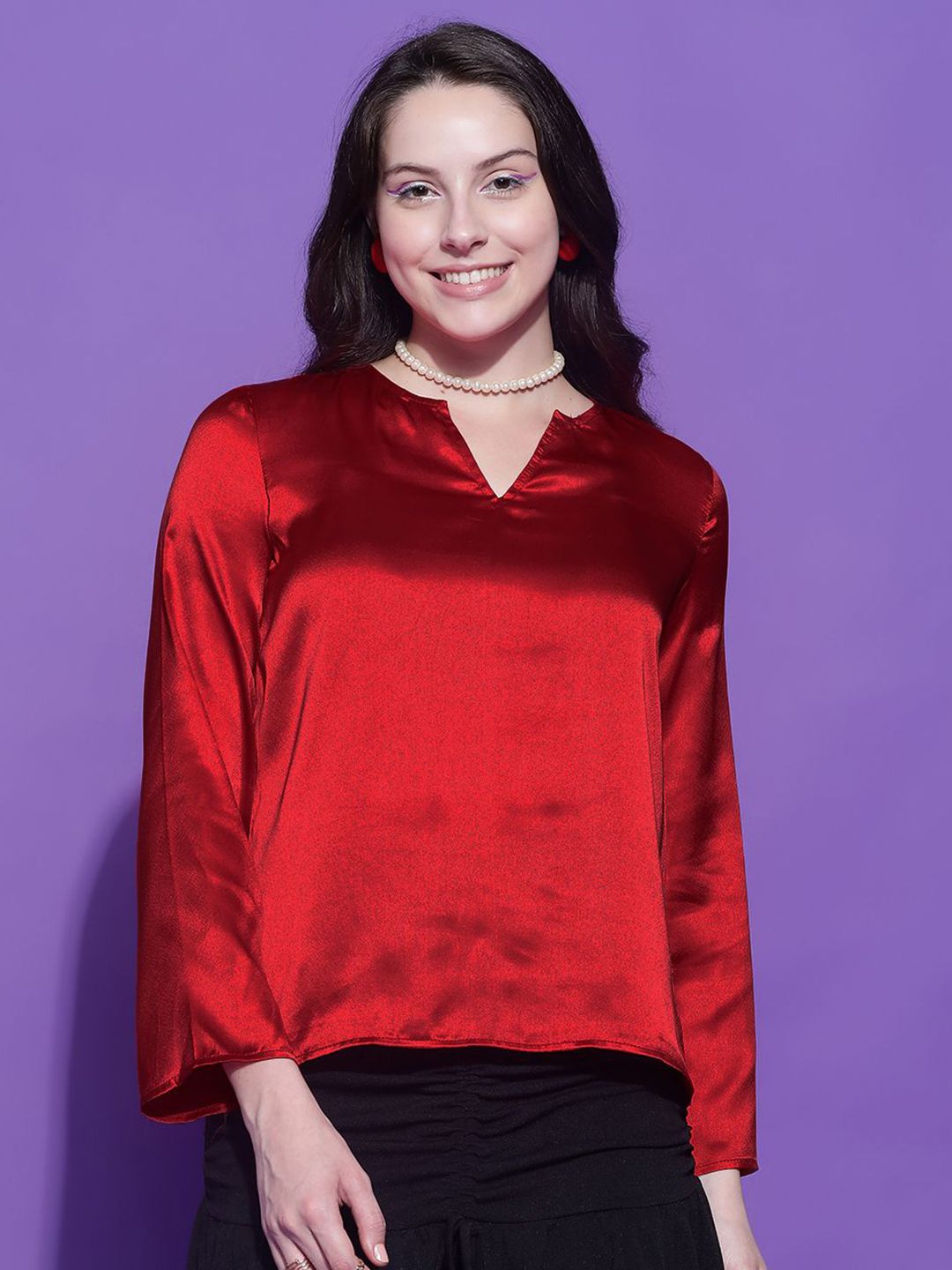 Kotty Women Solid V-Neck Top