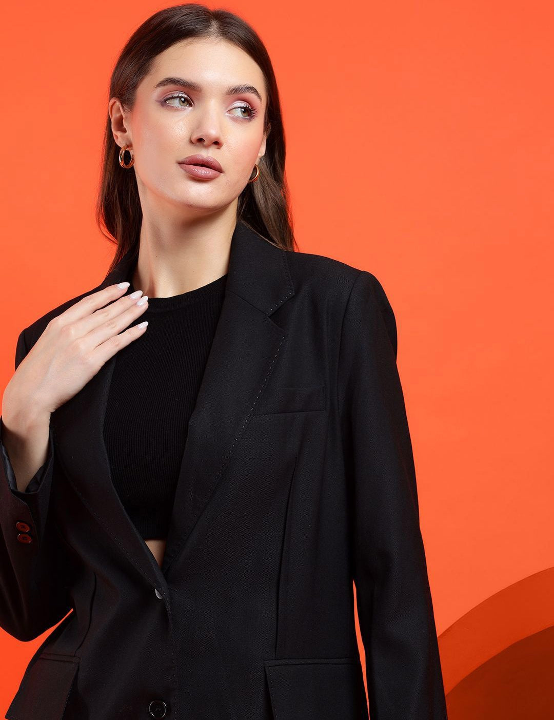 Kotty Women Solid Notched Lapel Collar Overcoat