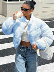 Kotty Women Mock Collar Self Design Open Front Jacket